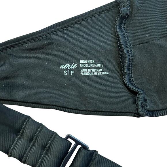 NWT Aerie High Neck Crop Bikini Top Black Size Small - Picture 7 of 7
